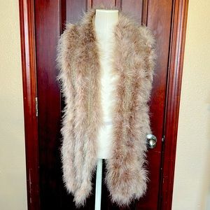 Beautifully unique mixed media Chicos feather and knit vest